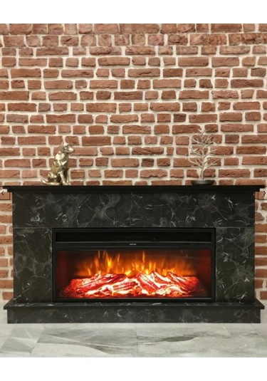 Dlc 1175m Siyah Mermer Desen 1800 Watt Dekoratif Elektrikli Şömine