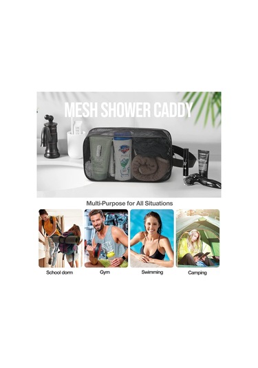 Skycity Siyah Mesh Materyal Giyilebilir Kişisel Bakım Çantası - Tek Kemerli Taşınabilir Depolama Çantası Siyah
