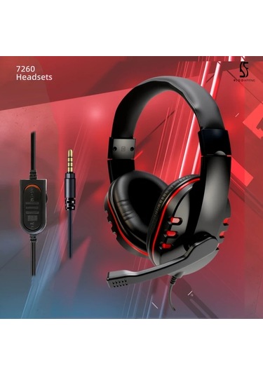Oldfriend Siyah Kırmızı 7260 Kulaküstü Kulaklık Mikrofonlu Ps5 Xbox Pc İçin