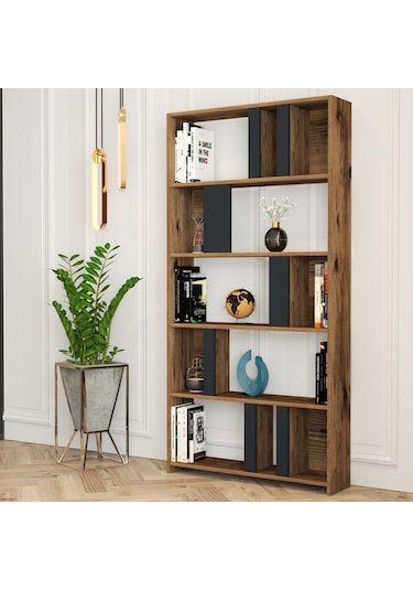 Variant Lima Çalışma Masası Ve Kitaplık Takımı - Ceviz / Antrasit Ceviz