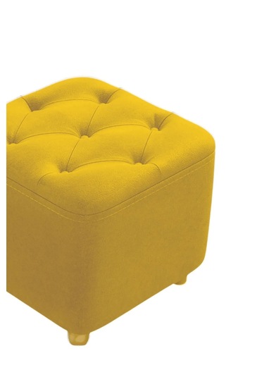 Most Hallow Kapitoneli Kare Puf 07 Hardal Kadife Kumaş Evinize T