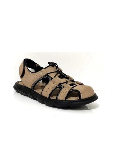 Pepita 4870 Burnu Kapalı Yumuşak Deri Erkek Sandalet Kum Nubuk