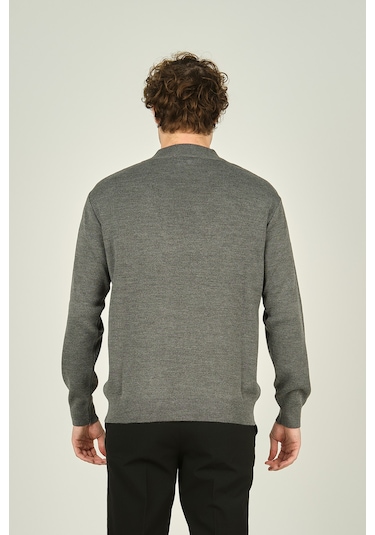 Ateş Triko Erkek Yarım Balıkçı Yaka Yün Kazak 6091024 Koyu Gri Koyu Gri