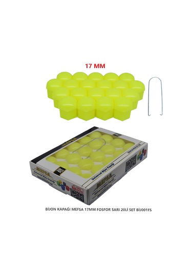 Bijon Kapağı Düz 17 Mm Fosfor Sarı 20 Li Set