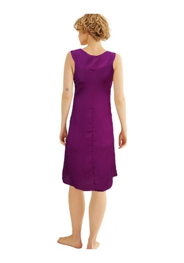 Kadın Pamuklu Krinkıl Elbise Mürdüm