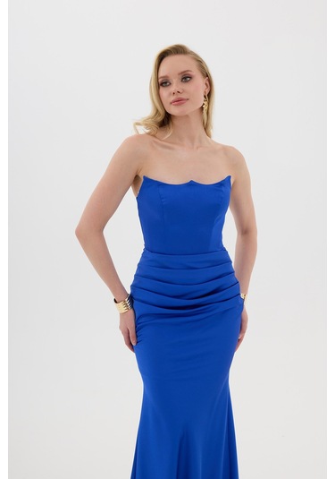 Carmen Kadın Straplez Maxi Boy Abiye Elbise 58565 Saks Saks