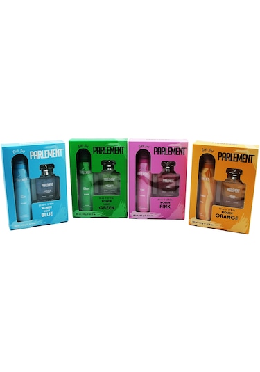 Parlement Blue + Green + Orange + Pink Kadın Parfüm EDT 4 x 50 ML + Sprey Deodorant 4 x 150 ML