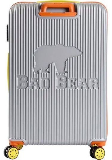 Bad Bear Logo Suitcase 23.01.80.001g Gri Büyük Boy Tekerlekli Abs Valiz 95 Lt. Gri