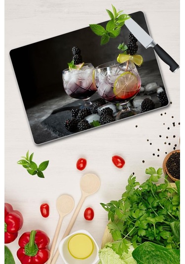 Böğürtlen Cam Kesme Tahtası - Cam Kesme Tablası 30 Cm X 40 Cm