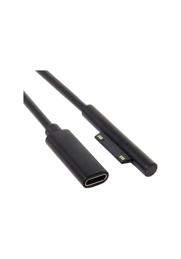 Sones Microsoft Surface Pro 5/6 İçin Type-c / Usb-c Ana Döner Ekici Tablet Güç Şarj Kablosu, Boyut: 30 Cm Siyah