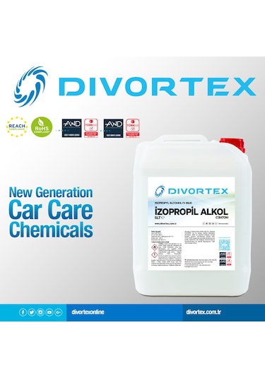Divortex Ipa Izopropil Alkol C3H70H % 99.9 Saflık 5 Lt. 3.94 Kg