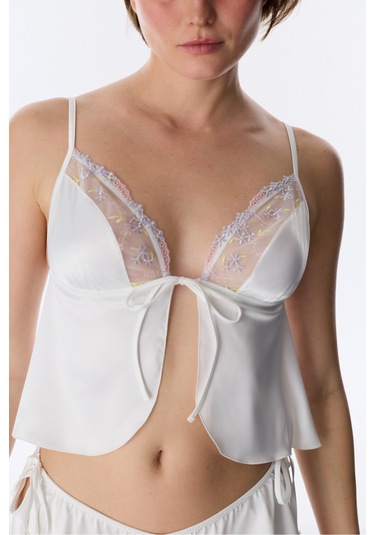 Penti Kırık Beyaz Broderie Saten Bralet