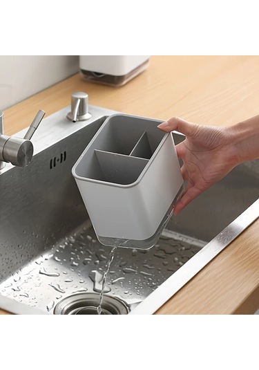 Fochsia Gri 2 Renk Seçenekli Modern Çok Katlı Banyo Organizatörü - Diş Fırçası Ve Tarak Askılı Kurutmalı Gri