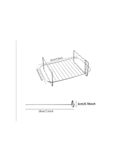 Shineyee Stoksel Çift Katlı Çelik Kebab Izgarası: Yüksek Sıcaklığa Dayanıklı, Yemek İle Direkt Temaslı, Multifonksiyonel Hava Fritöz Aksesuarı