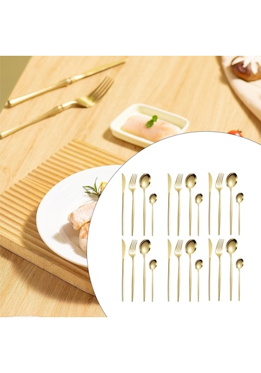 Suntek Mutfak Çatal Bıçak Takımı Çok Altın-24-adet
