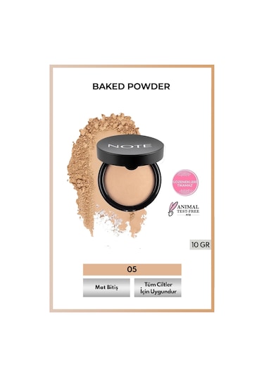 Note Cosmetique Baked Powder Mat Bitişli Fırınlanmış Toz Pudra - 05 Soft Beige