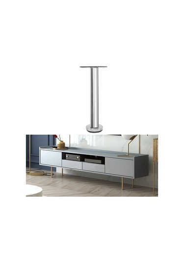 Lh-tj003 Ayarlanabilir Paslanmaz Çelik Yuvarlak Boru Mobilya Ayakları, Yükseklik: 8cm Gümüş Gümüş