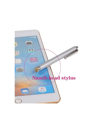 At-19 Gümüş Fiber Kalem Ucu Stylus Kapasitif Kalem Cep Telefonu Tablet Evrensel Dokunmatik Kalem Siyah