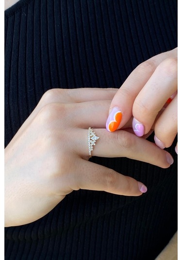 Zümrüt Sarraf 14 Ayar Yeşil Altın Kadın Kraliçe Taç Taşlı Yüzük 553891773