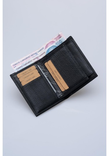 DERİNSS DRC7011 Hakiki Deri Erkek Siyah Cüzdan