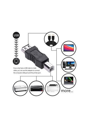 Sones Yazıcı İçin Usb 2.0 A Dişi - B Erkek Adaptör Konnektörü Af - Bm Dönüştürücü Siyah