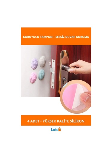 Beyaz Silikon Kapı Duvar Koruyucu Tampon 4'lü Paket Çok Renkli