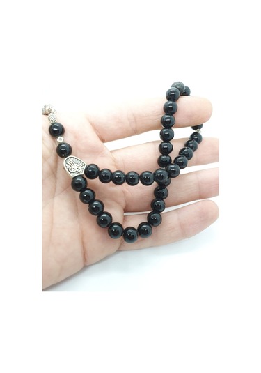 Sertifikalı Orijinal Doğal Taş Parlak Oniks Taşı 8mm Tesbih