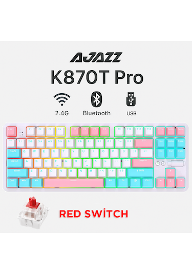 K870t Pro Beyaz Mekanik Klavye + Aj139 V2 Beyaz Oyuncu Mouse Set