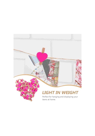 Sarı-50 Adet Po Klip Aşk Müzik Notu Dekor Kalp Şeklinde Ahşap Plastik Clothespins