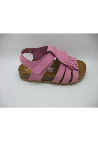 Toddler 388 Pembe Deri,anatomik Mantar Taban Püsküllü Sandalet 26 Pembe