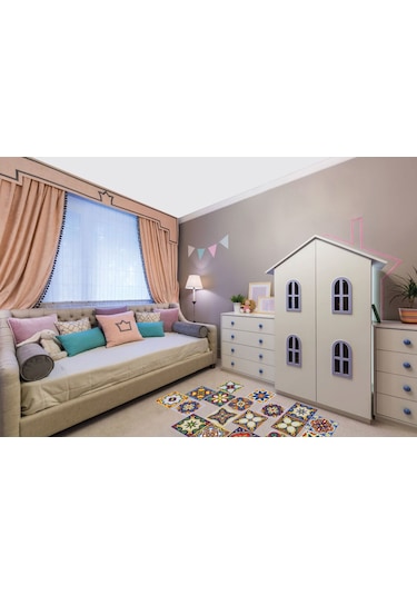 Tink Kendinden Yapışkanlı Karnaval Desenli Pvc Karo Kaplama 15x15 Cm 10'lu Paket