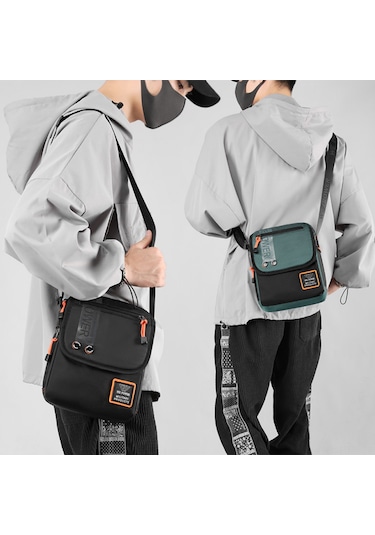 Tenfowee Erkekler İçin Pratik Nylon Askılı Çanta - Gri, Ayarlanabilir Kayışlı, Bölmeli Bölmelerle Günlük Kullanıma Uygun 21x8x26cm