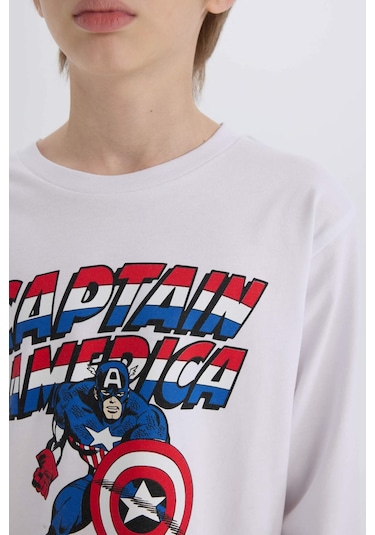 DeFacto Erkek Çocuk Pijama Takımı Marvel Comics Bisiklet Yaka Uzun Kollu Üst Uzun Alt D6435A824WNWT34