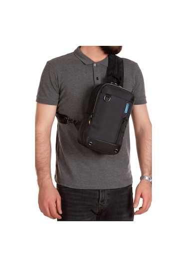 Newish Polo Erkek Kumaş Çapraz Göğüs Ve Omuz Çantası New158 - Siyah - Mavi