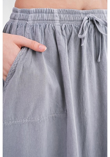 4633 Kadın Yandan Cepli Parçalı Etek Gri Gri