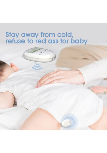 Moveevo Beyaz Bebek Islaklık Alarmı - Ayrık Tip, Titreşim/ses Uyarısı, Sıcaklık Nem Gösterimi, Sayısal Ekran, Dahili Li-pol Batarya