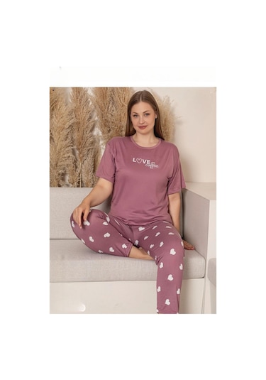 Charme Kadın Büyük Beden Bisiklet Yaka Milan Likralı Kısa Kol Pijama Takımı K601/242 - 1 Adet Gülkurusu Charme Kadın Büyük Beden Bisiklet Yaka Milan Likralı Kısa Kol Pijama Takımı K601/242 - 1 Adet Gülkurusu