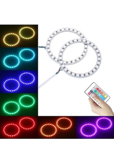 Ebitda 12v 80mm Rgb Led Halka Işık, 16 Renk & 4 Mod, Uzaktan Kumandalı Araç Aydınlatma, Moda Geçişli