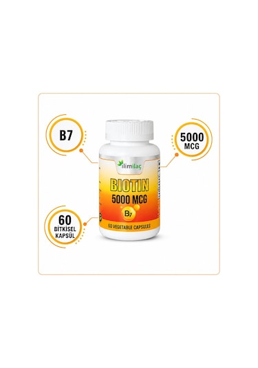 Biotin 5000 Mcg 5 Kutu 300 Bitkisel Kapsül Biotin Takviye Edici Gıda