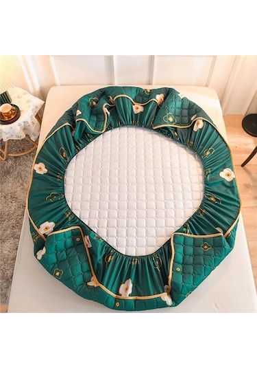 Siyah Yeni % 100% Pamuklu Kumaş Kalınlaşmak Kapitone Yatak Örtüsü Kral Kraliçe Çarşaf Y Koruyucu Hipoalerjenik Ç. K. Alez 56396502 Siyah