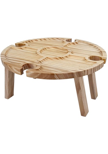 Dolıty Taşınabilir Piknik Masası, Ahşap Katlanır Kamp Pratik Kahverengi Çok Renkli