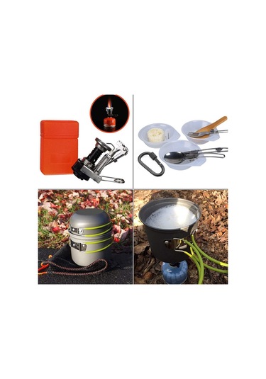 Kamp Taşınabilir Tencere Seti Yeşil Yeşil