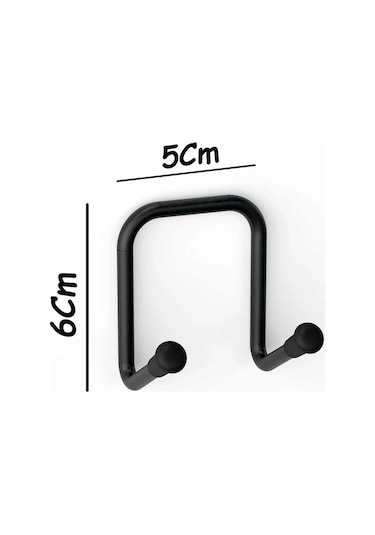 MultiStore Yapışkanlı Çift Kancalı Banyo Mutfak Askısı Metal Askılık Duvar Askı Organizer Siyah