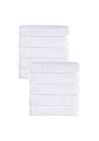 10 Lu El Yüz Otel Havlusu 50x85 Cm Beyaz 16/1 Avs 200 Gr Beyaz
