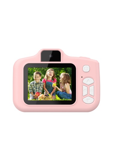 Springsun Cat Çocuk Kamerası Yüksek Çözünürlüklü Çift Kamera 2.0 İnç Ips Ekranlı Çocuk Kamerası 32 Gb Hafıza Kartı + Kart Okuyucu İçerir Pembe