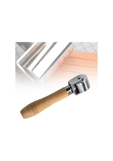 Besthome1 Suntek Deri Rulo Ahşap Saplı Kırma Aracı 2,5cm Leathercraft El Sanatı İpuçları Gümüş