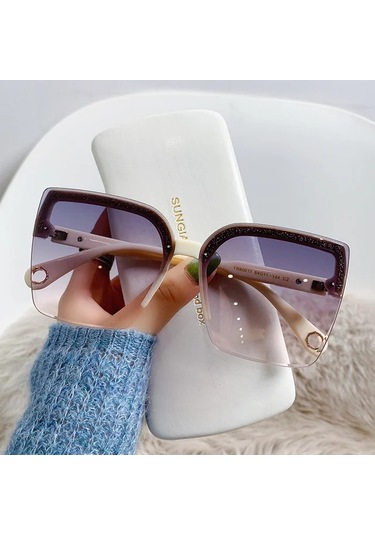 Rpxbguckarhg Büyük Boy Vintage Kare Güneş Gözlüğü Uv400 Koruma Moda Aksesuargreenother51 Gri