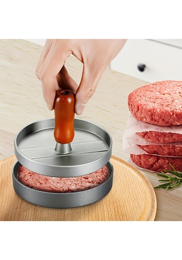 Pazly--1 Adet Yapışmaz Burger Pres Patty Yapıcı - Metal Hamburger Kalıbı Sığır Eti, Peynir, Vejetaryen Burger Yapımı İçin, Mangal Izgara Pişirmeye Uygun Siyah