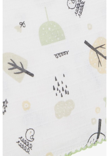 Breeze Yenidoğan Bebek Müslin Battaniye Bahar Temalı Kuş Desenli Ekru - Ekru