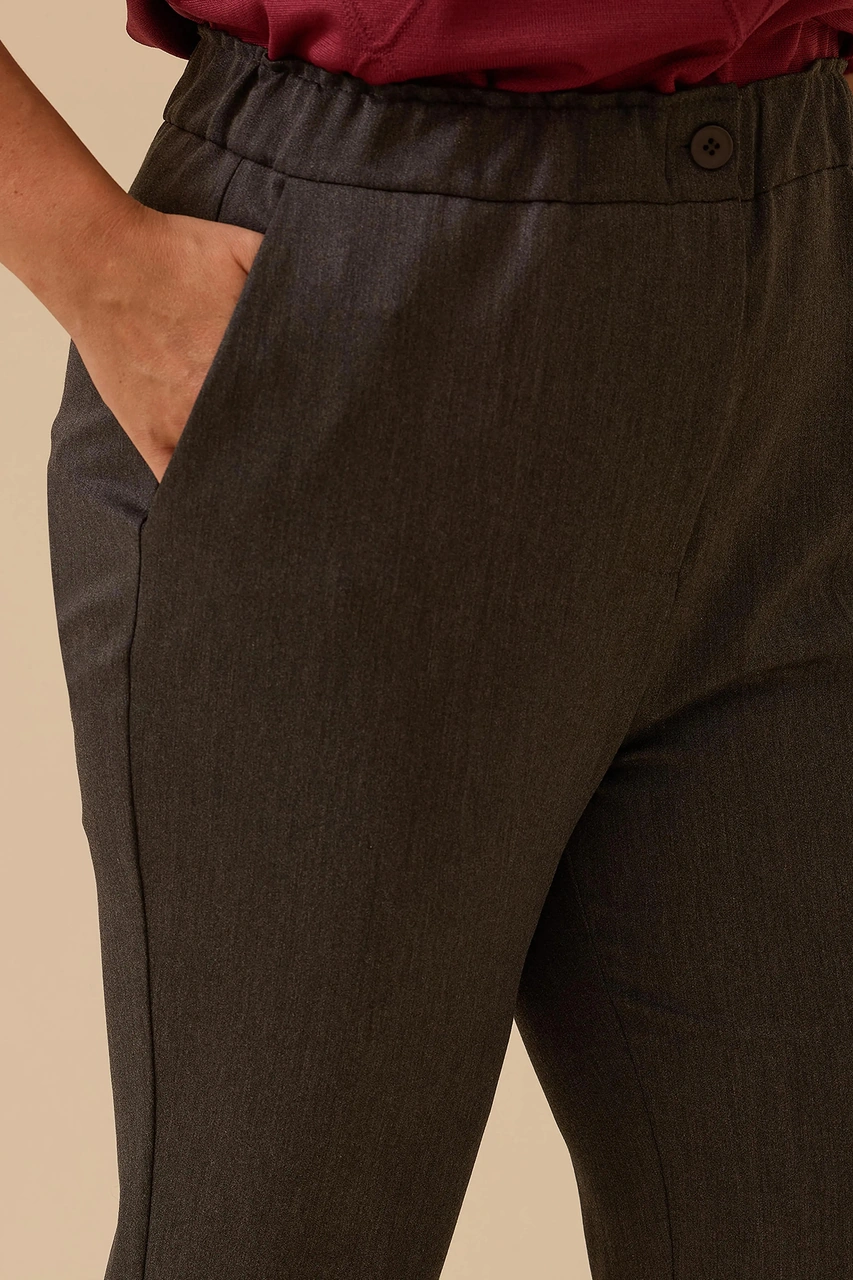 Galaxi Kadın Büyük Beden Tek Düğmeli Düz Paça Pantolon 4001 Gri Gri